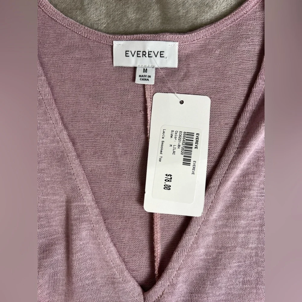 Evereve Dusty Rose V-Neck Smocked Hem Dolman Sleeve Top - Picture 2 of 10